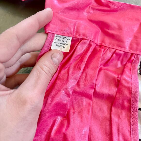 Vintage Handmade Pink Floral Half Apron Tie Waist Cottagecore - Picture 4 of 4